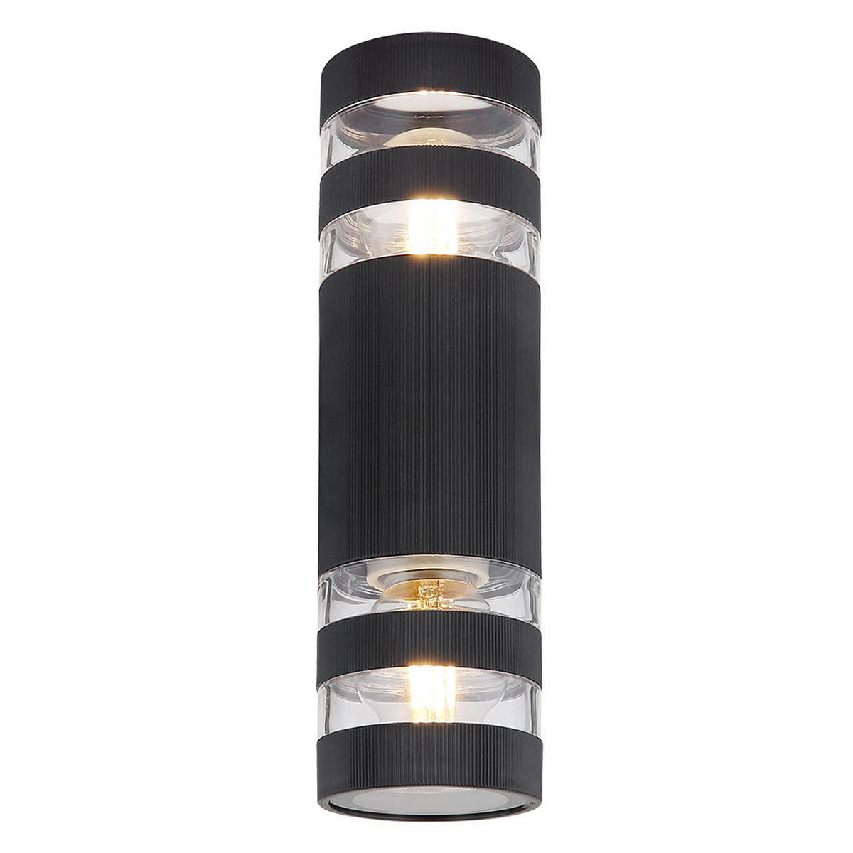 WANDLEUCHTE Hayes, Glas klar, Schwarz, Up & Down, 2er Set - Schwarz, Glas (9.5/22/6.5cm) - Globo Lighting