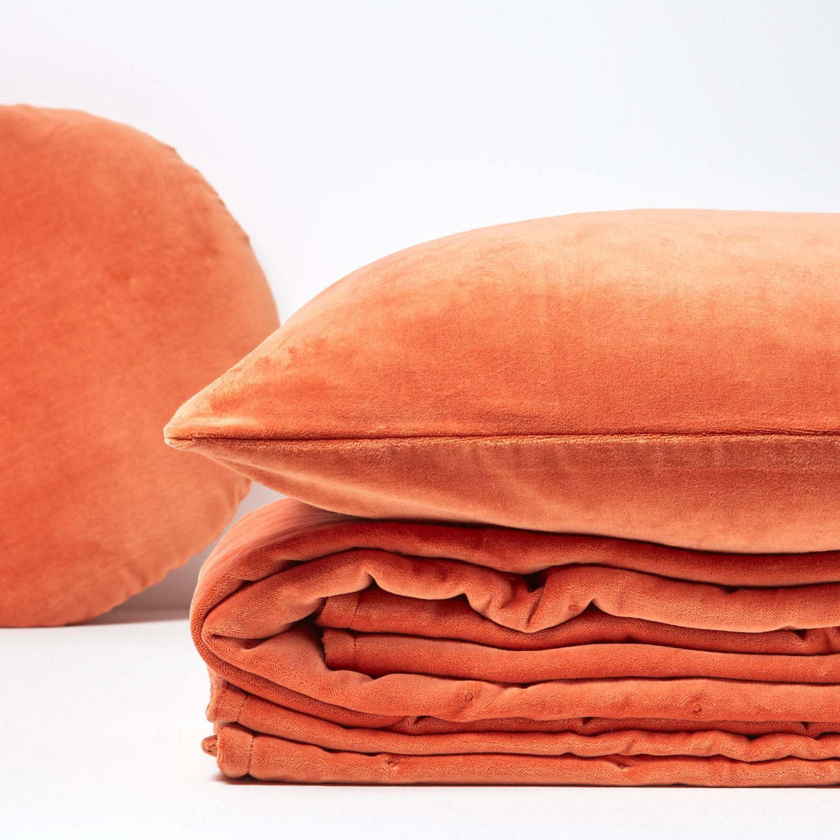 SAMT-KUSCHELDECKE 150/200 cm, Baumwolle wattiert - Orange, Textil (150/200cm) - Homescapes