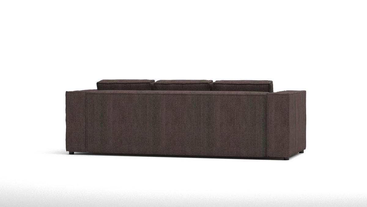 3-SITZER-SOFA Nova Dunkelbraun Cord - Dunkelbraun/Schwarz, Holz/Kunststoff (230/64/92cm) - S-Style Möbel