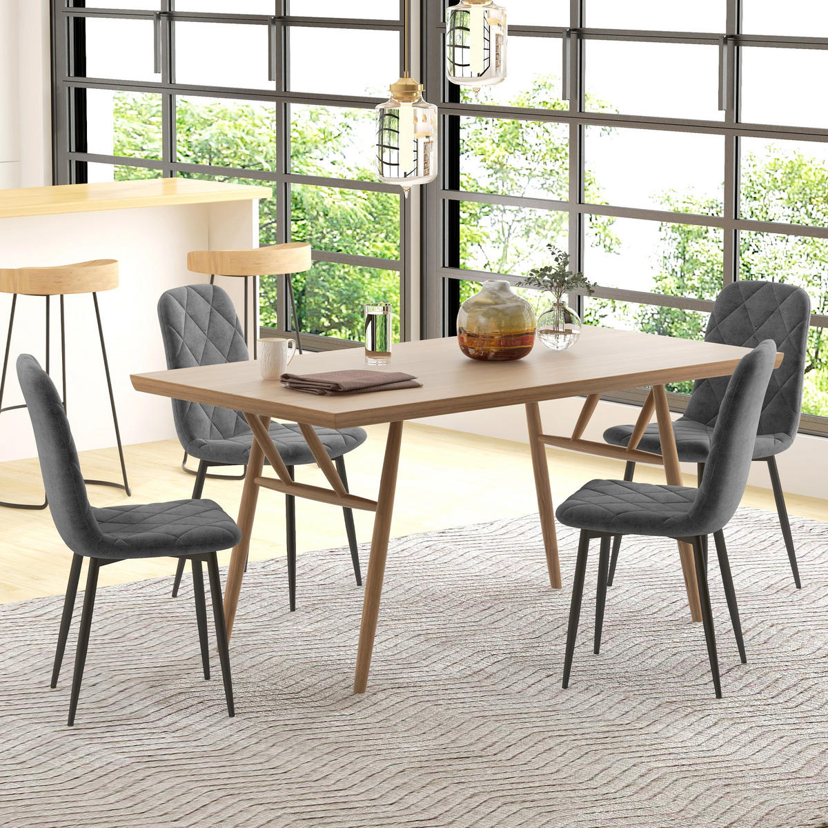 ESSZIMMERSTÜHLE 4er Set 45L x 54B x 87H cm Dunkelgrau - Grau, Kunststoff (54/87/45cm) - HOMCOM