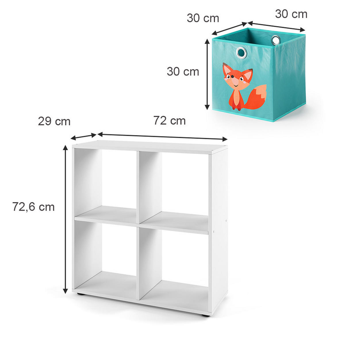 RAUMTEILER Tetra Weiß 72.6 x 72 cm - Weiß, Holzwerkstoff (72.6/72/29cm) - Vicco