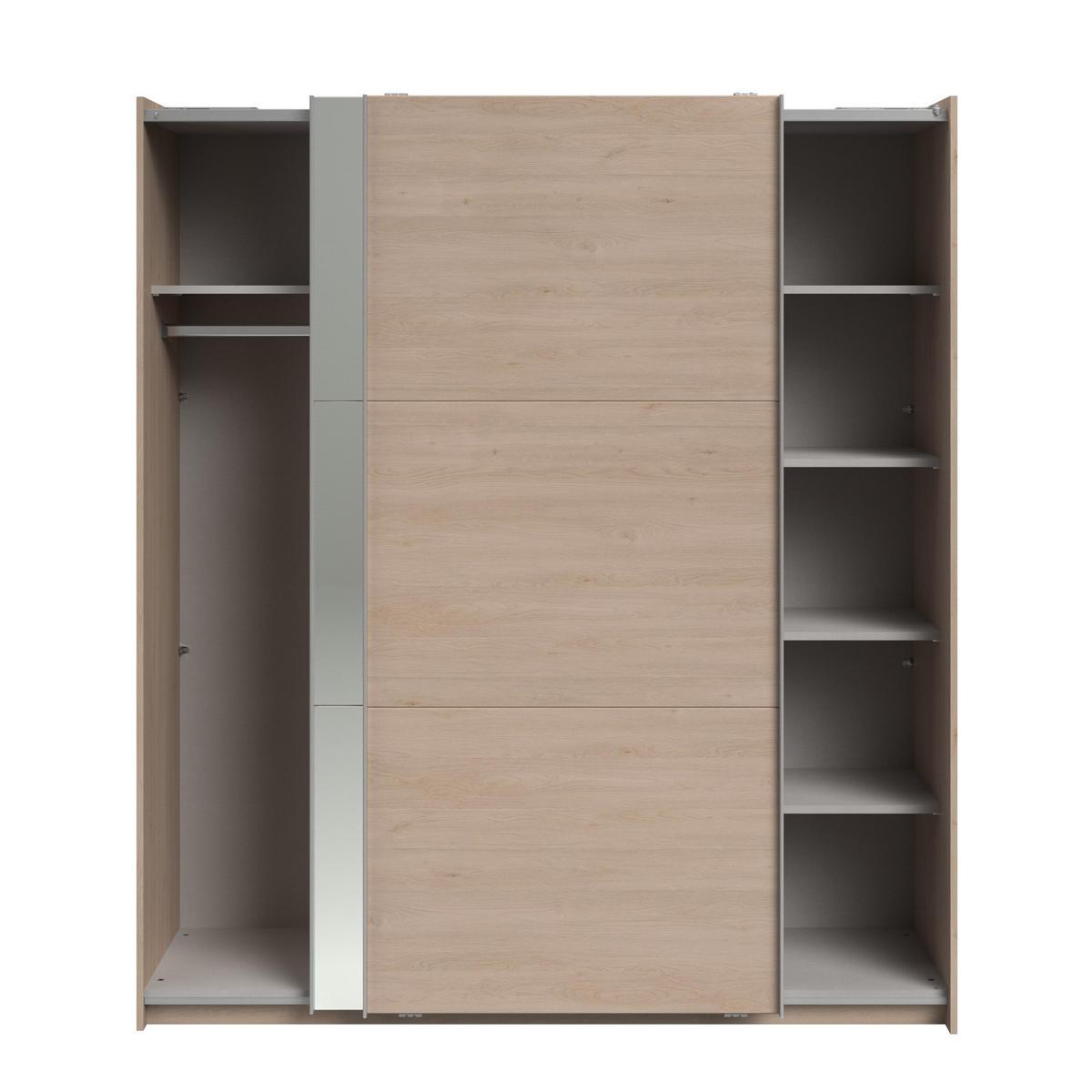 KLEIDERSCHRANK Swing 8 in Eiche Jackson von Parisot – Schwebetürenschrank 2 türig ohne Schubkasteneinsatz - Braun, Holzwerkstoff (80/200/120cm)