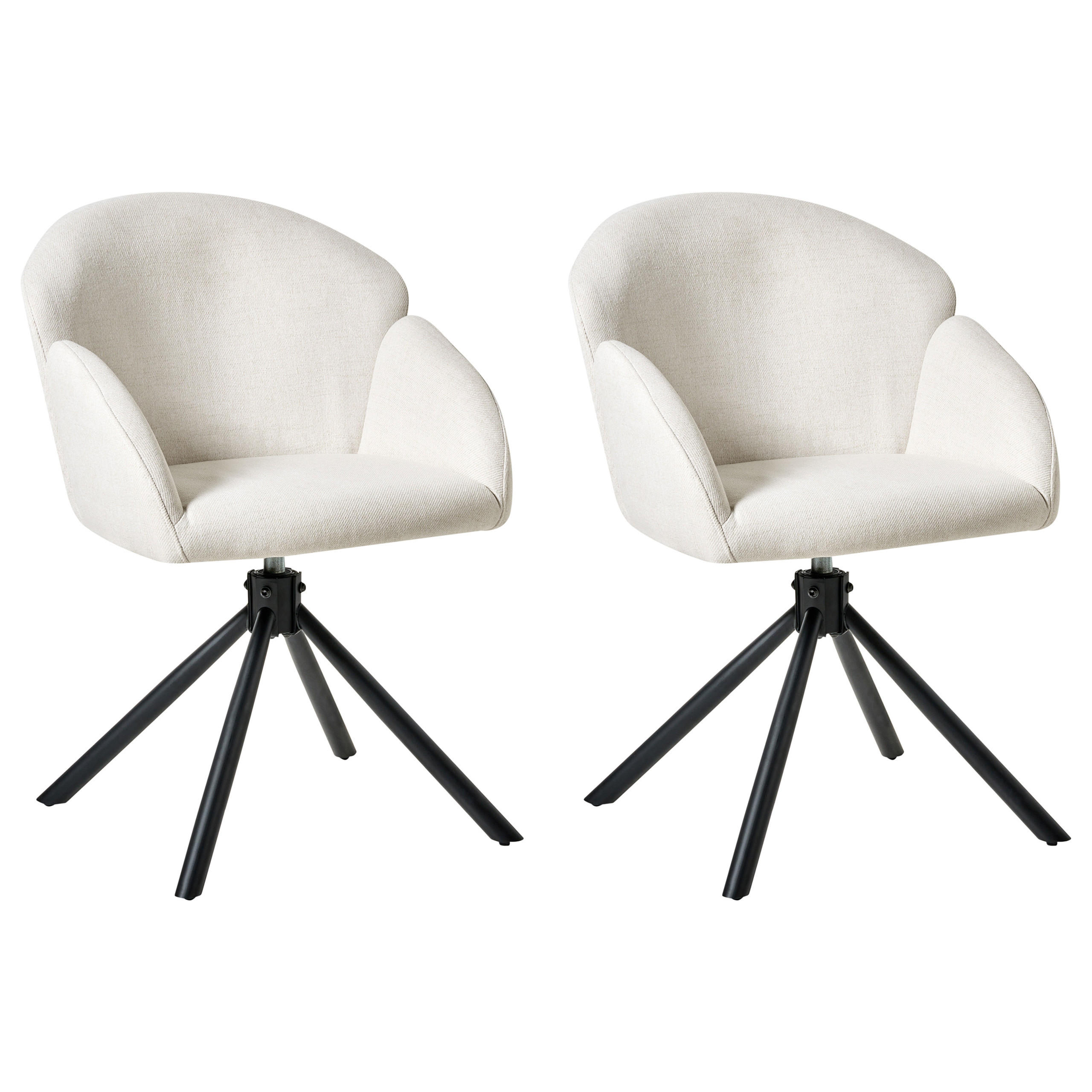 ESSZIMMERSTUHL 2er-Set Cremeweiß Maybee - Schwarz/Weiß, Textil (52/79/71cm) - Beliani