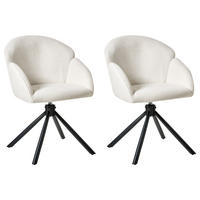 ESSZIMMERSTUHL 2er-Set Cremeweiß Maybee - Schwarz/Weiß, Textil (52/79/71cm) - Beliani