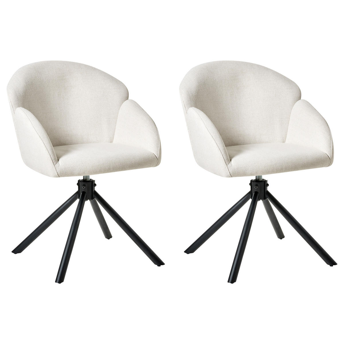 ESSZIMMERSTUHL 2er-Set Cremeweiß Maybee - Schwarz/Weiß, Textil (52/79/71cm) - Beliani