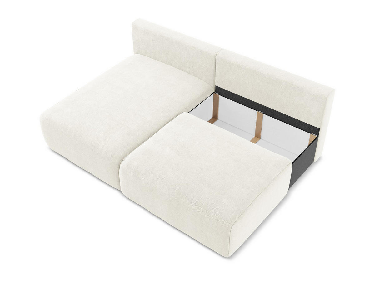ECKSOFA mit Schlaffunktion links Chenille Stoff Weiß - Pink/Schwarz, Kunststoff/Textil (149/210cm) - Makamii