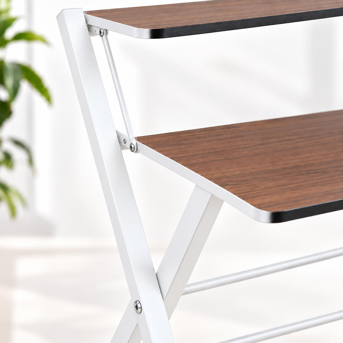 BIROU Alb pliabil cu suport monitor 70x56 cm - alb, compozit lemnos/metal (56/70/82cm) - Relaxdays