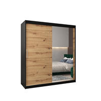 SCHWEBETÜRENSCHRANK 200/180/62 2-türig - Silberfarben/Schwarz, Holz/Kunststoff (180/200/62cm) - Abiks Möbel