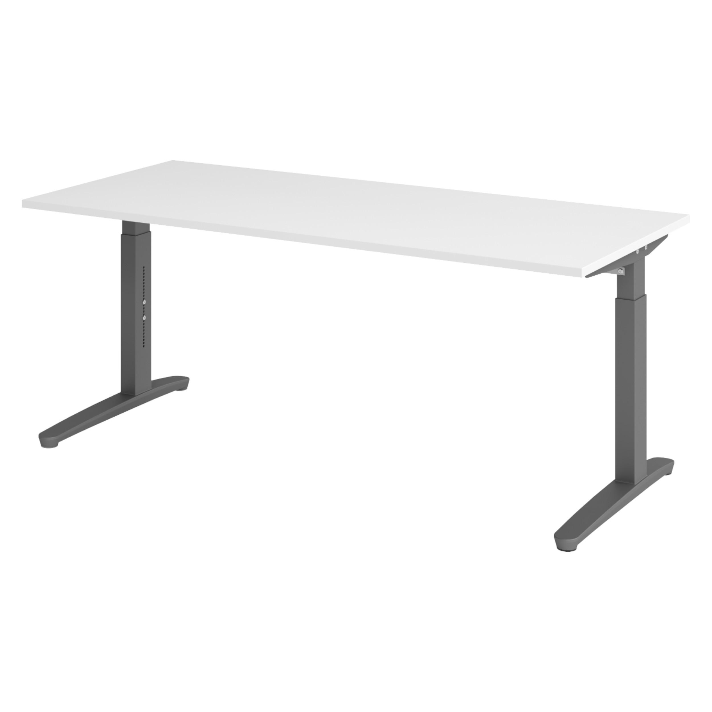 SCHREIBTISCH Serie-XB 80/180/74 cm in Weiß/Graphitfarben - Graphitfarben/Weiß, Holzwerkstoff (80/180/74cm) - bümö