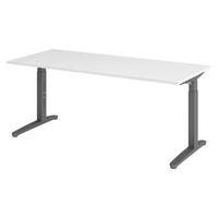 SCHREIBTISCH Serie-XB 80/180/74 cm in Weiß/Graphitfarben - Graphitfarben/Weiß, Holzwerkstoff (80/180/74cm) - bümö