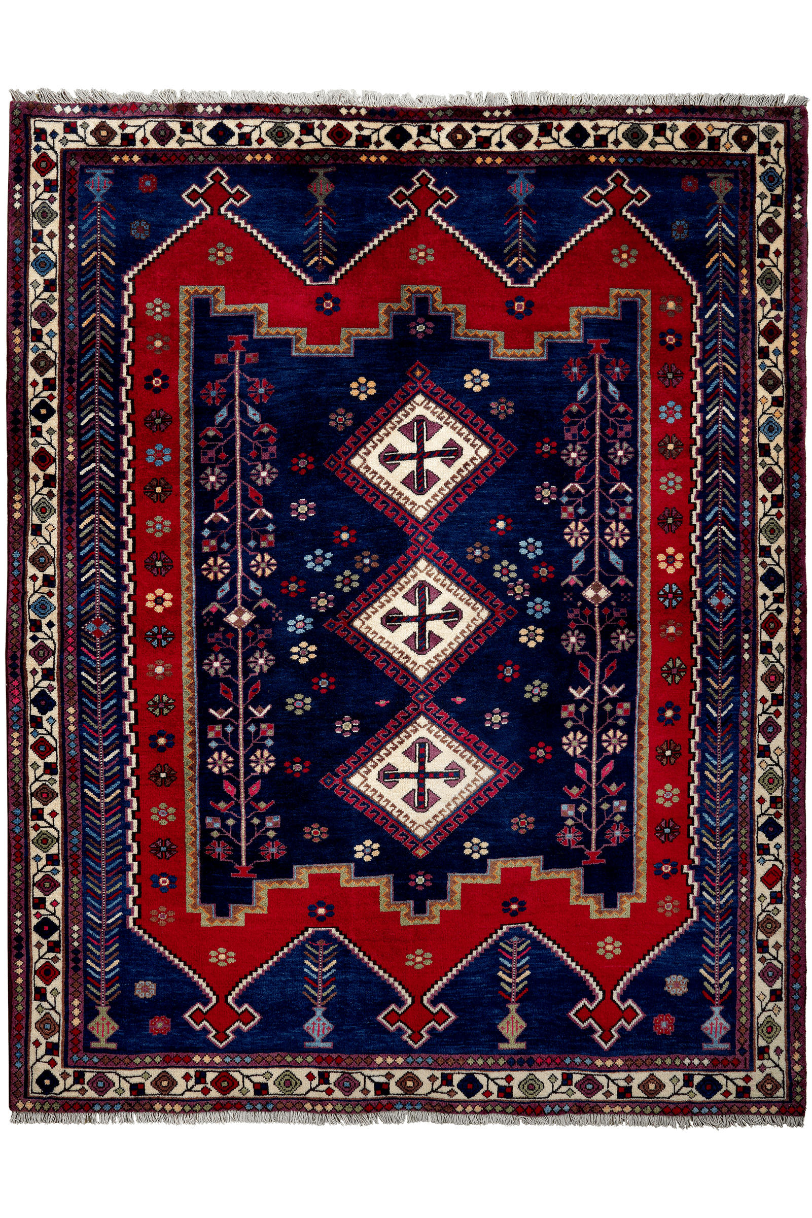 ORIENTTEPPICH handgeknüpft Afshar Blau 210/165 cm Schurwolle - Blau, Textil (165/210cm) - Looma