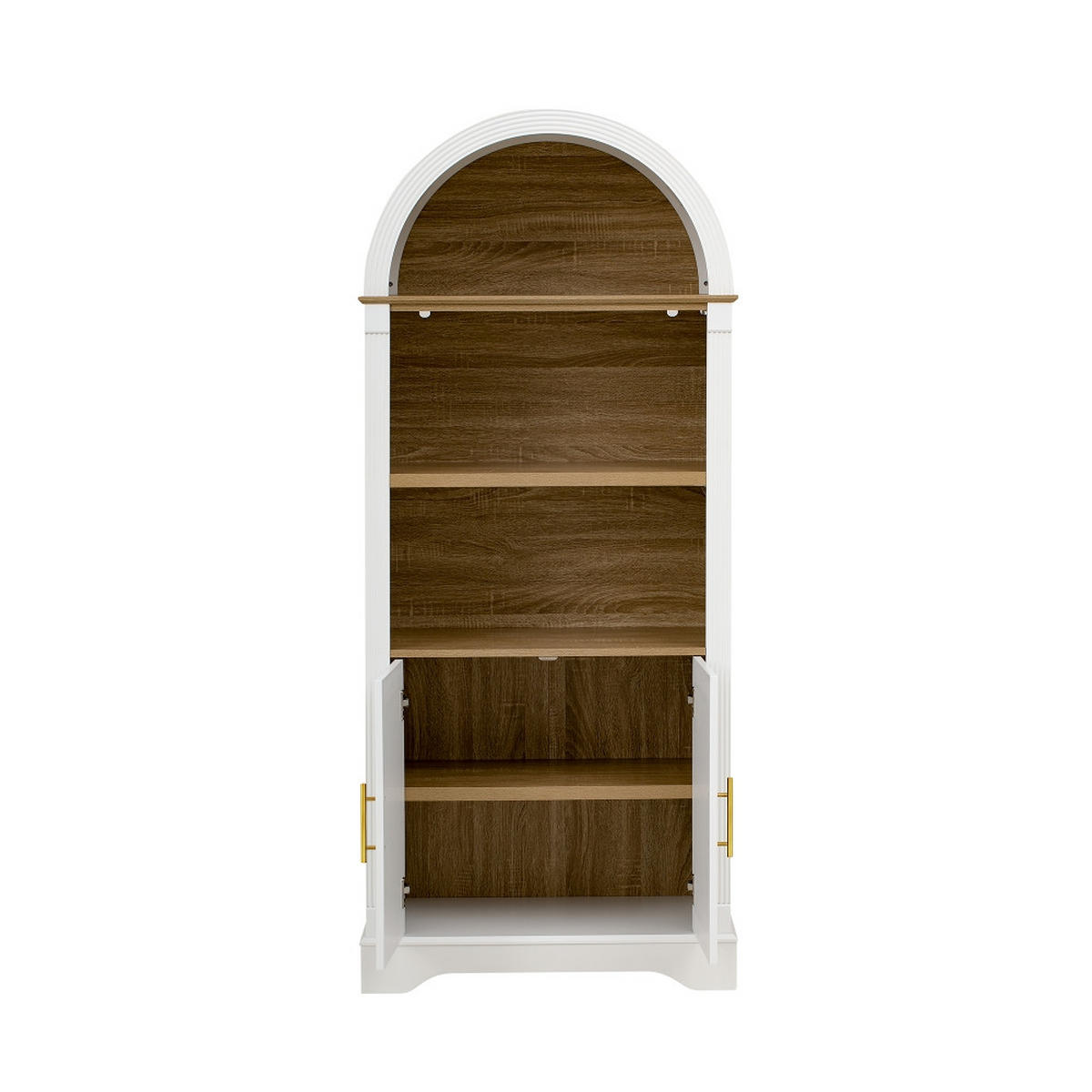 KÜCHENSCHRANK mit LED BELEUCHTUNG, Buffetschrank mit VERSTELLBAREN REGALBÖDEN, Esszimmerschrank, 76,2/40,1/180 cm - Weiß, Kunststoff (40.1/180/76.2cm) - Rolipo