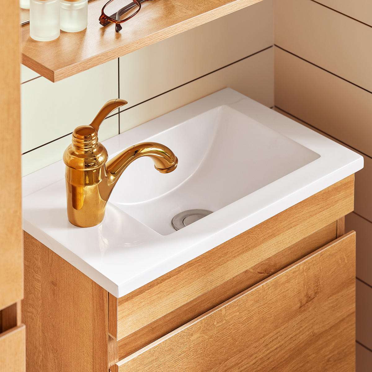 WASCHBECKENUNTERSCHRANK Natur - Naturfarben, Keramik/Holzwerkstoff (41/52/24cm) - SoBuy