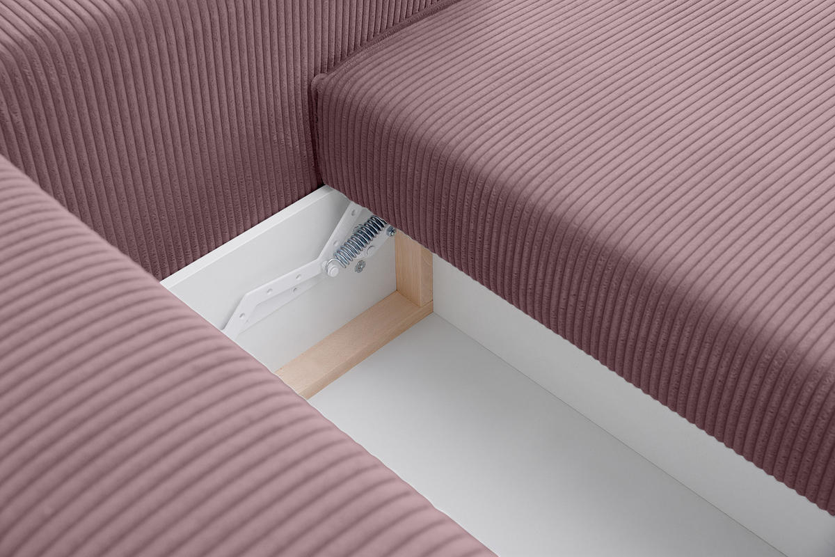ECKSOFA-LINKS/RECHTS NAPI Schlaffunktion mit Cordbezug, lila - Violett/Schwarz, Textil (262/148cm) - KONSIMO®