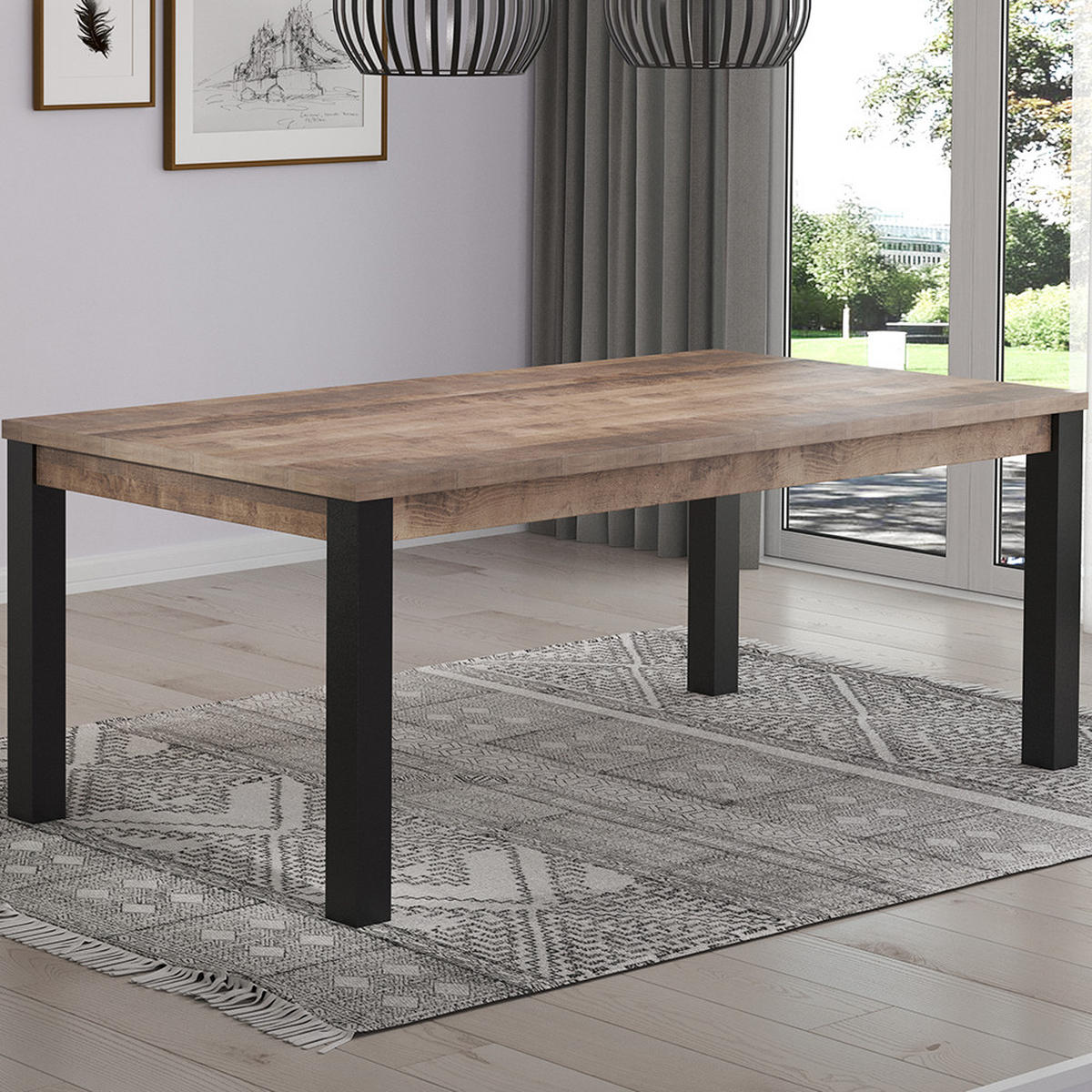 ESSTISCH Emile Eiche Dekor - Eichefarben, Holzwerkstoff (77/200/200cm) - ebuy24