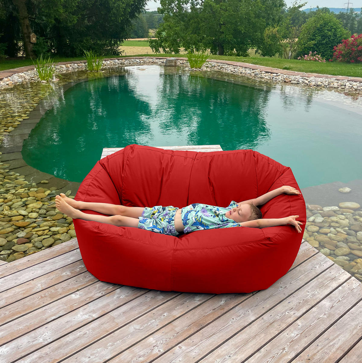SITZSACK SOFA Lounge rot für Indoor und Outdoor - Rot, Textil (160/60/100cm) - Bruni
