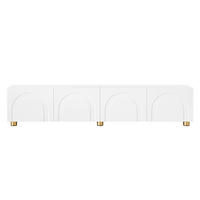 TV-LOWBOARD Lowboard Weiß mit Bogenrelief, 4 Türen & Metallfüßen - Weiß, Holzwerkstoff (180/40/35cm) - Urban Meuble