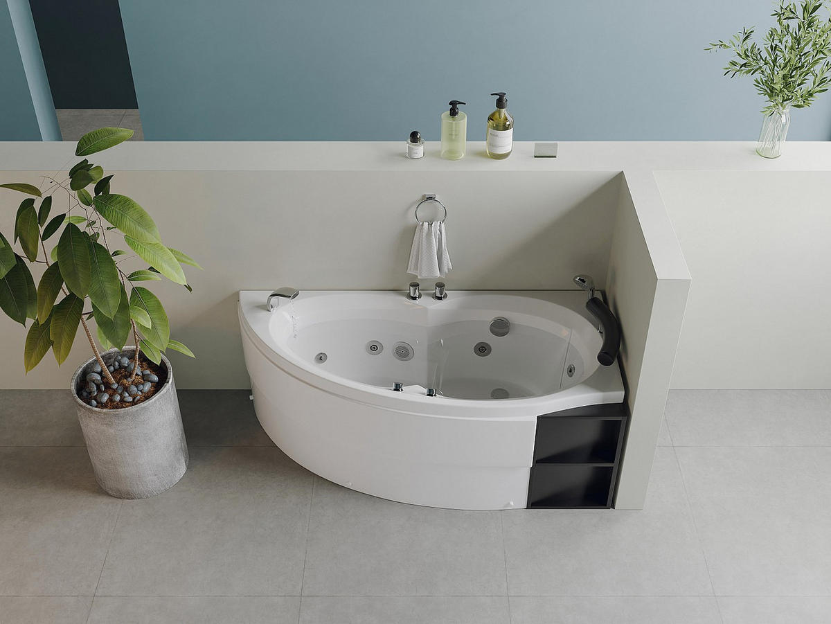 WHIRLPOOLBADEWANNE - 1 Person - acryl - weiß Luana - Weiß, Kunststoff (150/56/100cm) - Vente-Unique
