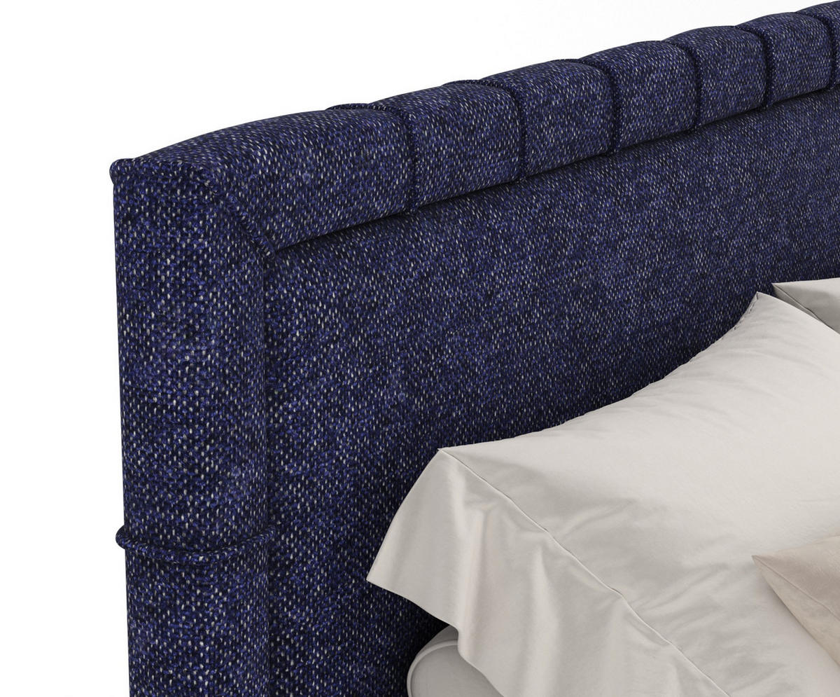 BOXSPRINGBETT Rimini Marineblau 200/200 cm mit Matratze und Topper - Schwarz/Dunkelblau, Holz/Holzwerkstoff (200/200cm) - Maison de Reve