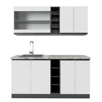 SINGLEKÜCHE R-Line Weiß/Anthrazit 160 cm, AP Marmor - Anthrazit/Weiß, Holzwerkstoff (160/81.6/60cm) - Vicco