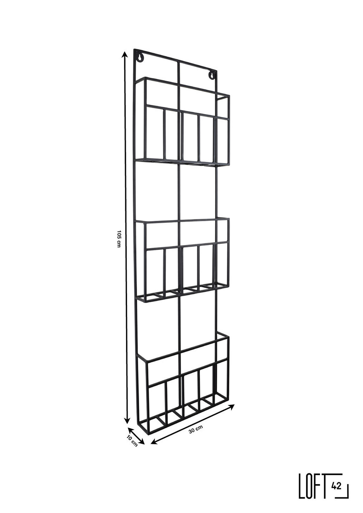 ZEITSCHRIFTENSTÄNDER Maggy Schwarz - Schwarz, Metall (30/105/10cm) - LOFT42