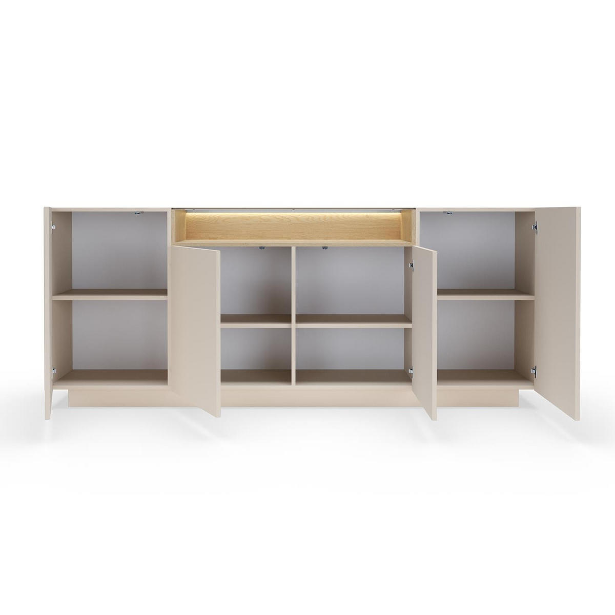 KIRO_B_KOMODA_203_4D/BEZ - Beige, Holzwerkstoff (203/83/40cm) - Bettso