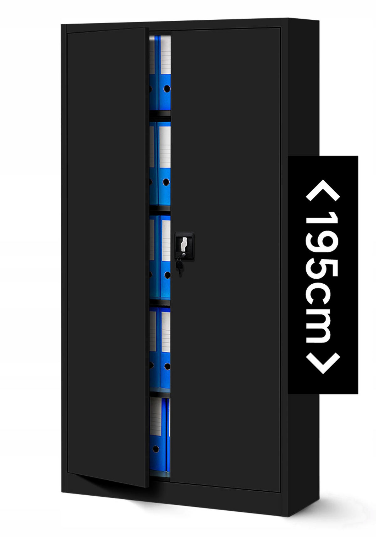AKTENSCHRANK JAN H - Schwarz, Metall (90/195/40cm) - Jan Nowak