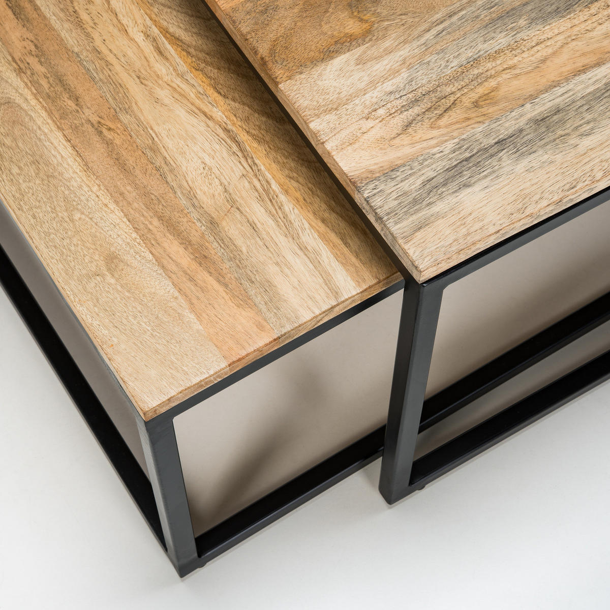 COUCHTISCH-SET - Mango / Schwarz, 2-teilig - Schwarz/Naturfarben, Holz (75/75/40cm) - home24