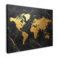 LEINWANDBILD Weltkarte - Gold - Marmor Wandbilder 80x60 cm - Goldfarben, Textil (80/60cm) - MuchoWow