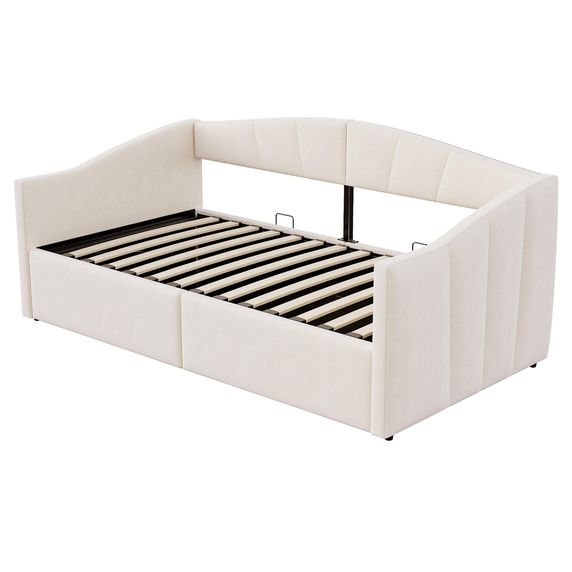 KINDERBETT 90/200 cm DE-02049, in Beige, mit Sofafunktion und Hydraulik - Beige, Metall (90/200cm) - ComfortXL