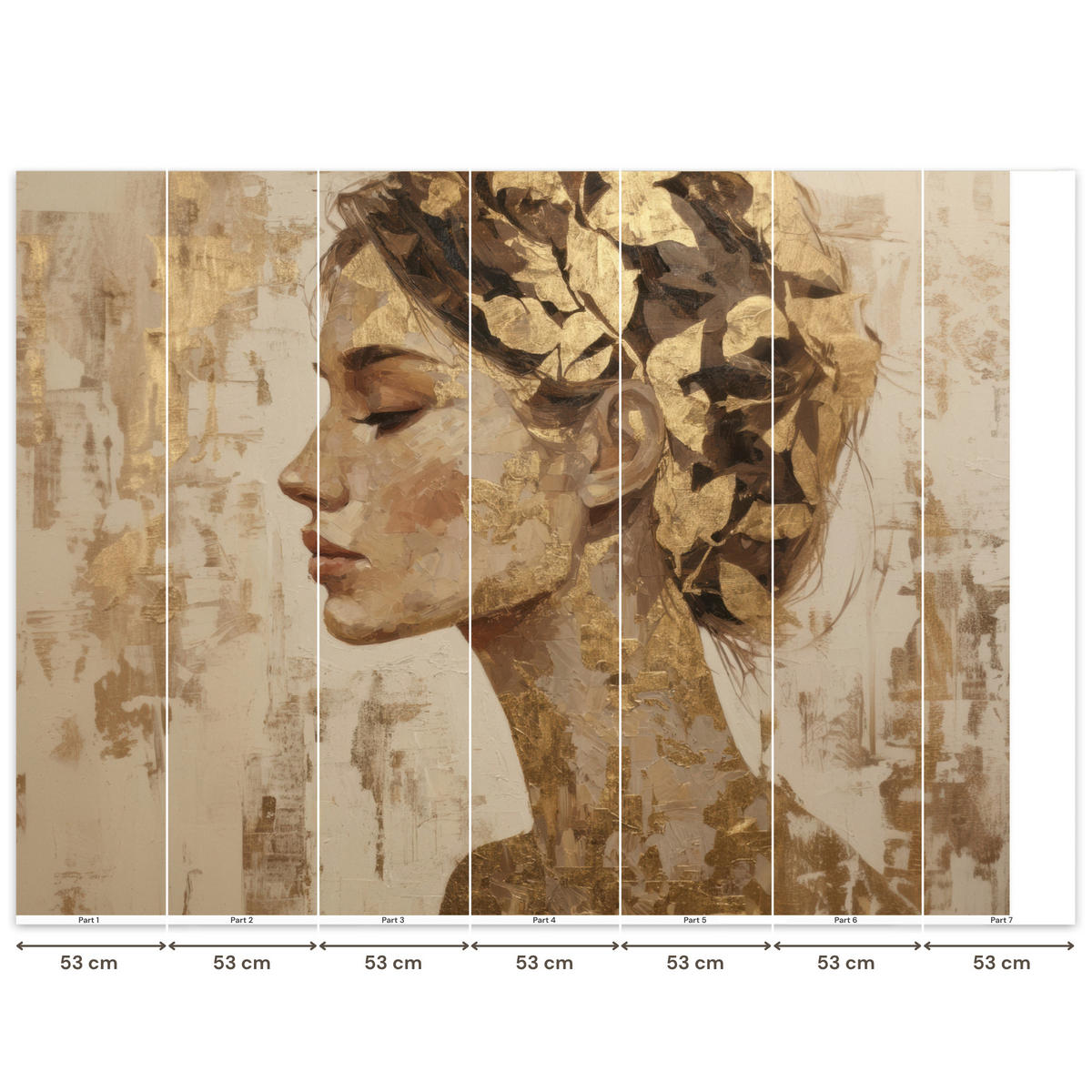 TAPETE - Frau - Gold - Abstrakt - Textur - 300x220 cm - Goldfarben, Papier (300/220cm) - OnlyWow