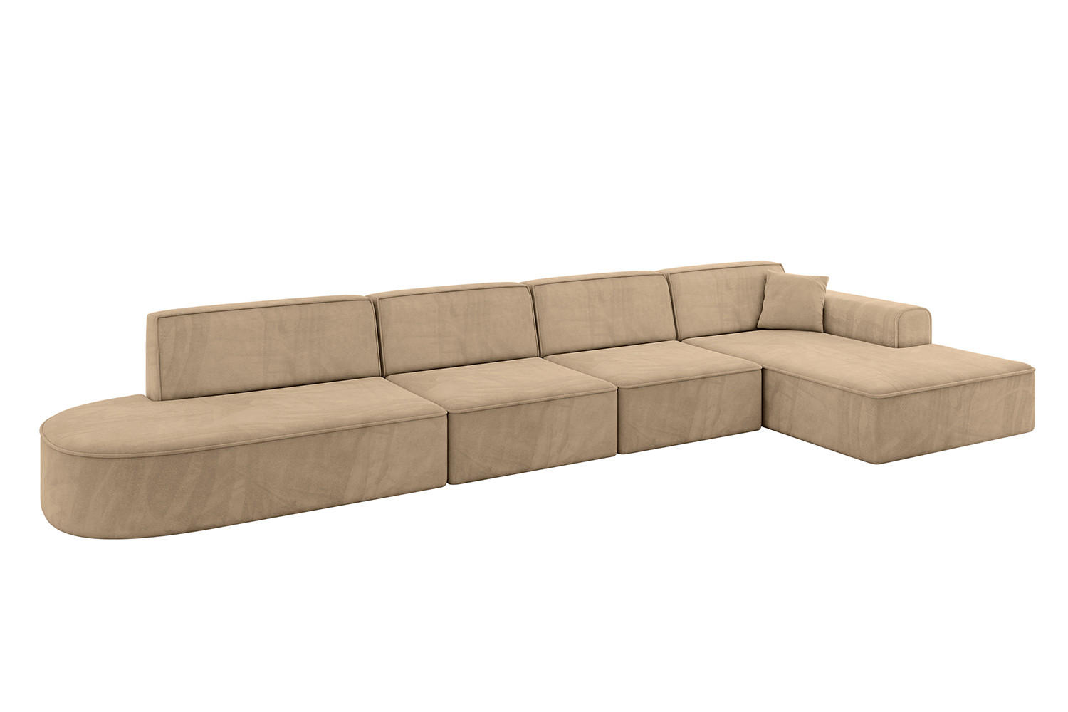ECKSOFA Ottomane Rechts IREA-L3-v3 - 413x171x79 cm Beige - Beige, Holzwerkstoff/Textil (171/413cm) - ALTDECOR