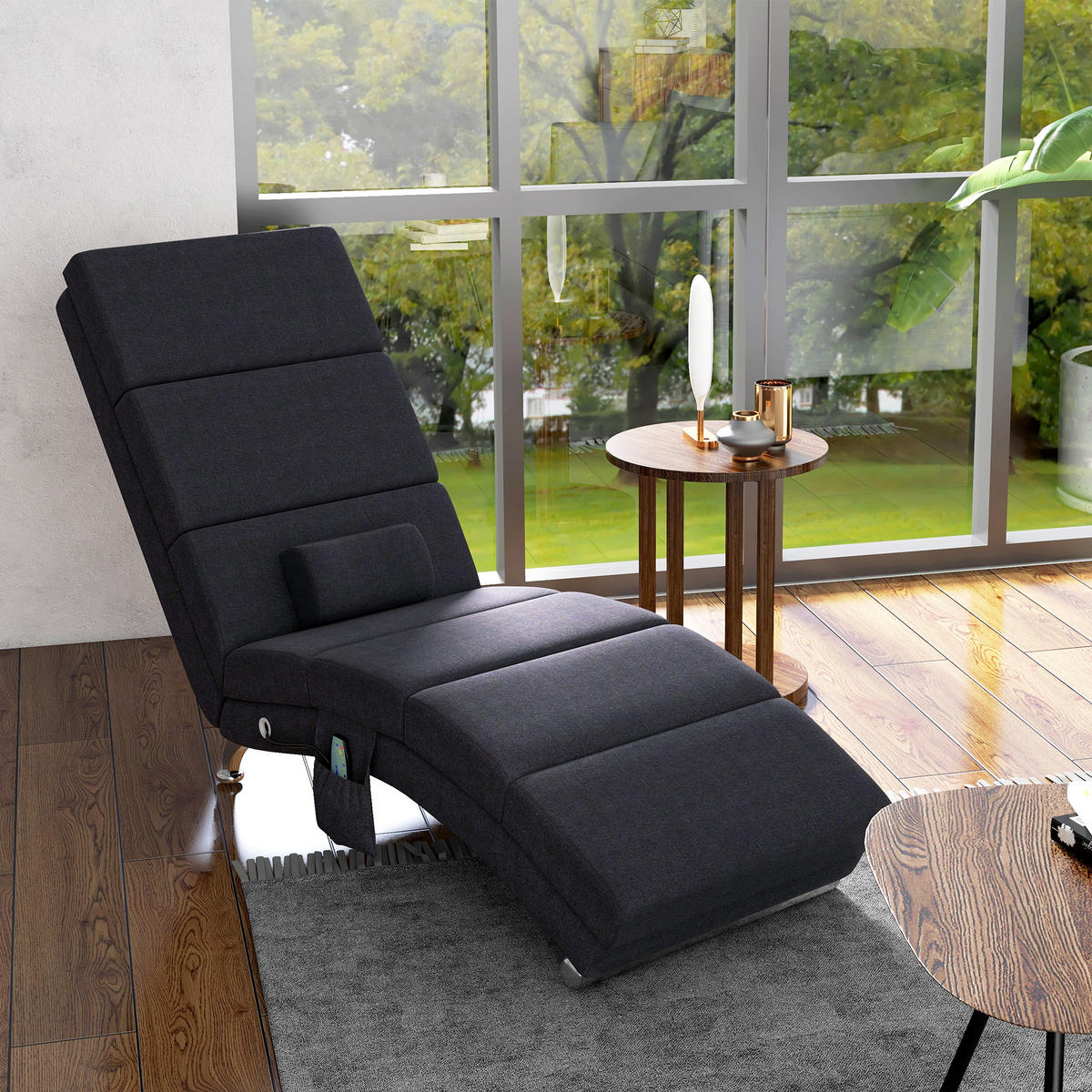 RELAXLIEGE mit 5 Massagemodi, Heizfunktion, Schwarz - Schwarz, Textil/Metall (56/84/168cm) - HOMCOM
