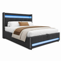 POLSTERBETT mit Stauraum und LED 180x200 cm Leinenstoff Grau - Grau, Metall (180/200cm) - Meubliv