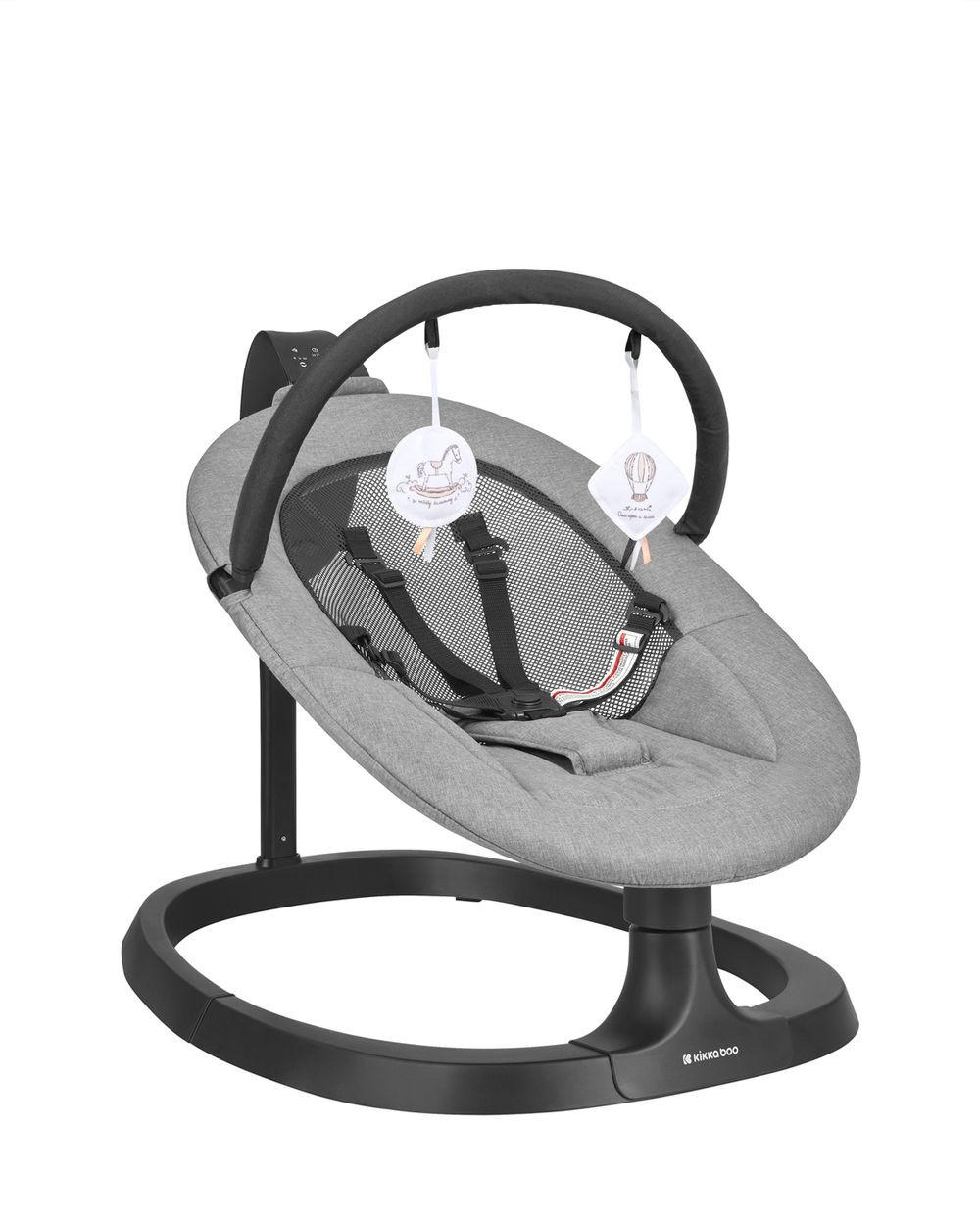 BABYWIPPE Zazu grau Kinderstuhl-Funktion, 3 Bewegungsrichtungen, 5-Punkt-Gurt, Timer - Grau, Metall - Kikka boo
