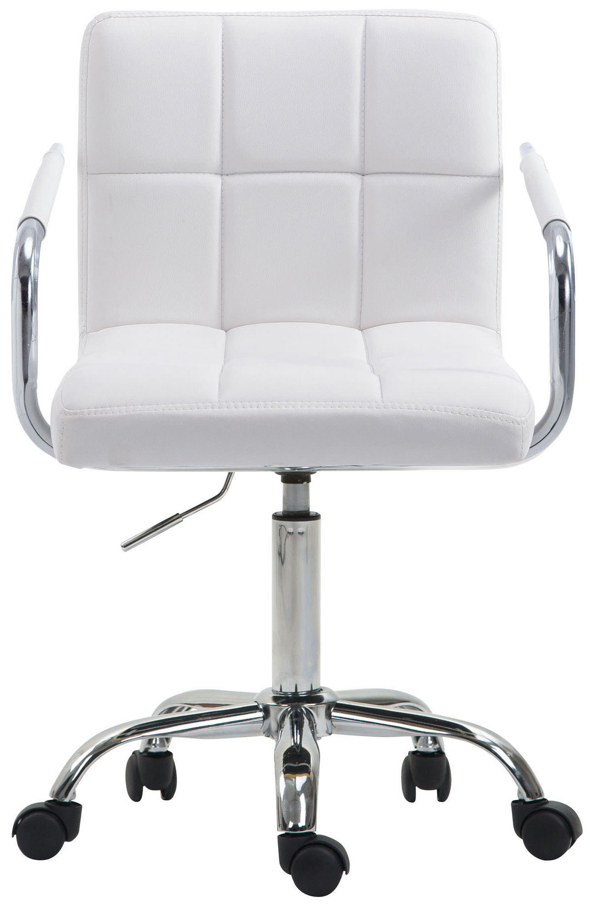 DREHSTUHL Lederlook weiß - Chromfarben/Weiß, Textil/Metall (52/76/44cm) - CLP