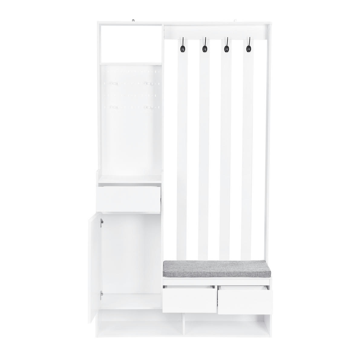 GARDEROBE 100/180/35 cm Weiß aus MDF mit Sitzbank - Weiß, Holzwerkstoff (35/180/100cm) - OKMYHOME