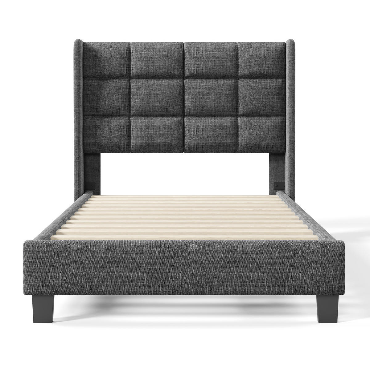 POLSTERBETT mit Lattenrost 90x200 cm Leinen Grau - Grau, Metall (90/200cm) - Beauniv