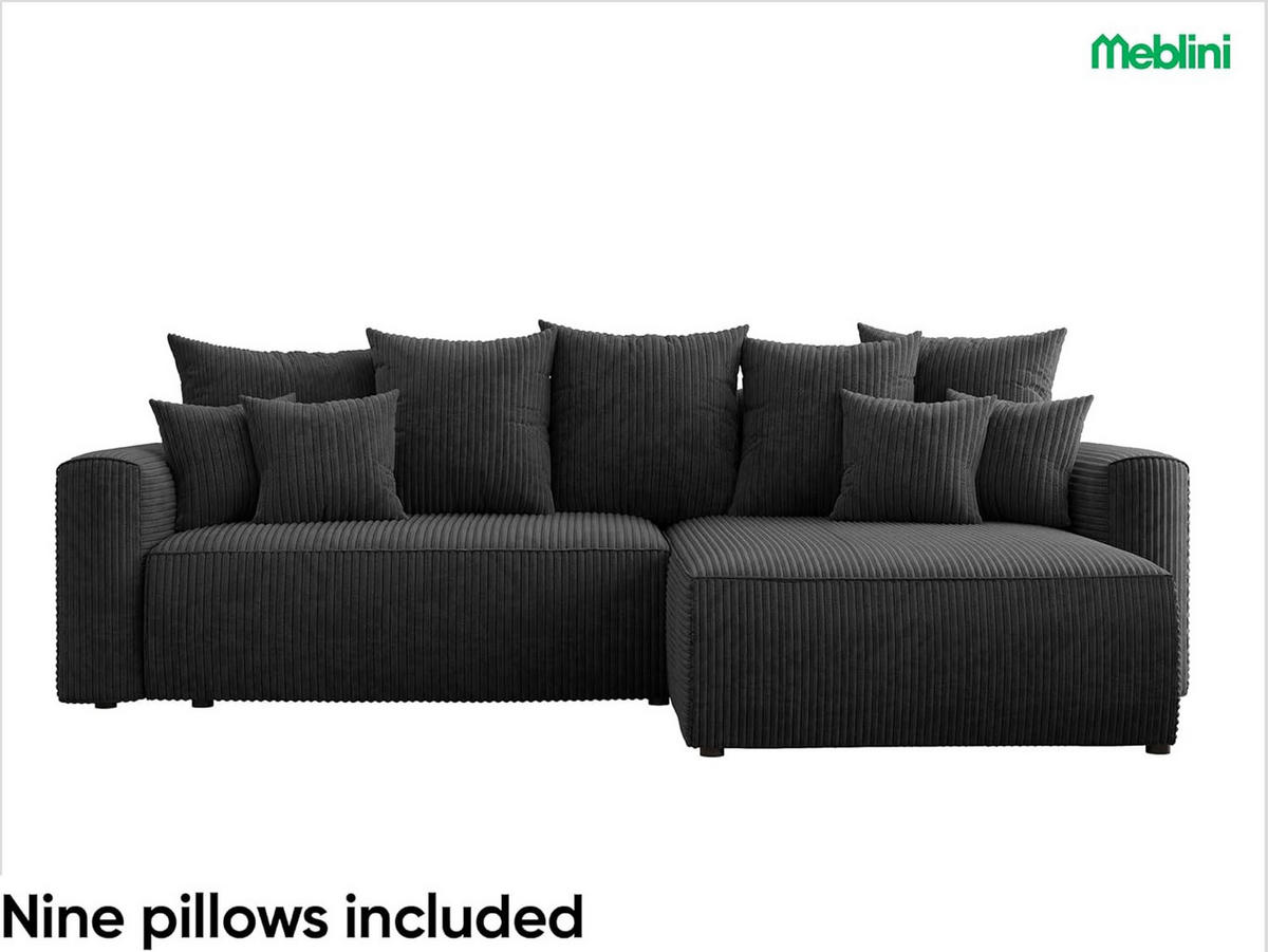 ECKSOFA BALI L - Schwarz, Holzwerkstoff (260/160cm) - Meblini