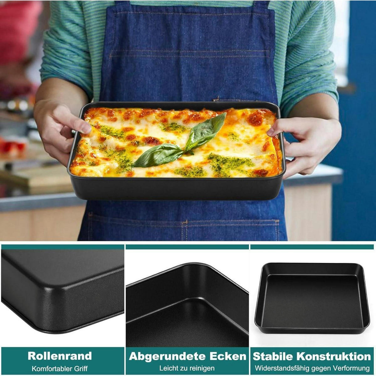 BACKBLECH 2er Set 26,5 x 20,6 x 5 cm - Schwarz, Metall (26.5/5/5cm)