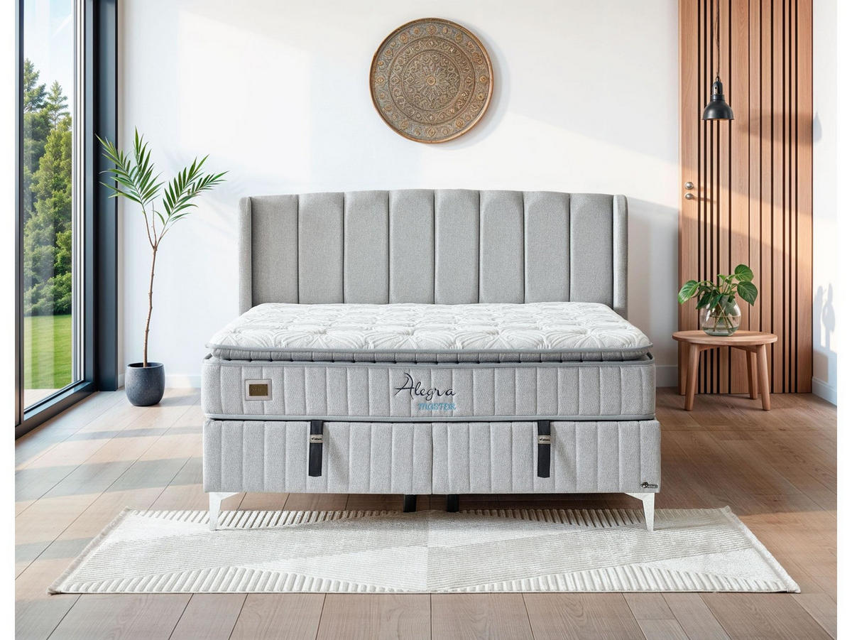 POLSTERBETTSET Alegra Master 120x200 Grau - Grau, Textil/Metall (120/200cm) - Villa Möbel