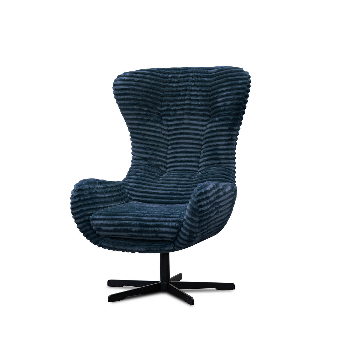 SESSEL MONACO 1-Sitzer, Cordstoff dunkelblau - Schwarz/Dunkelblau, Holz/Textil (74/116/84cm) - Courtois Laville