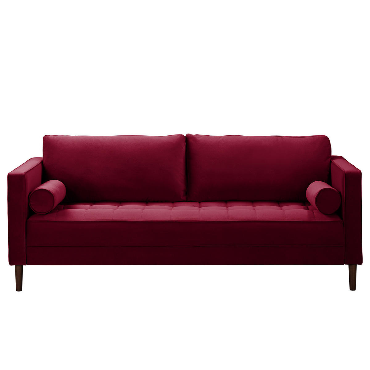 3-SITZER SOFA - Samt - Dunkelrot, Textil (191/80/86cm) - home24