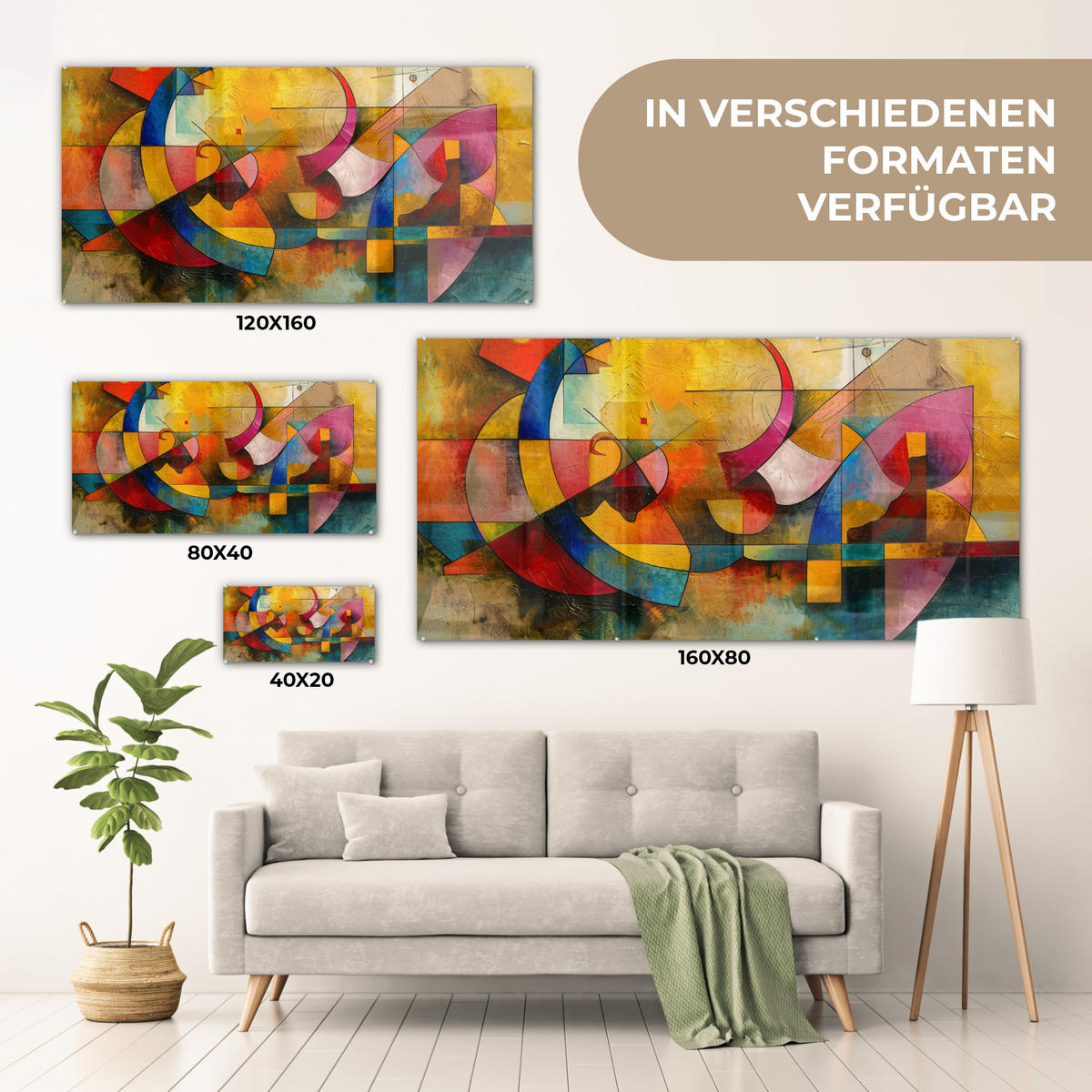 ACRYLGLASBILD Kunst - Abstrakt - Modern 120x60 cm - Gelb, Glas (120/60cm) - MuchoWow