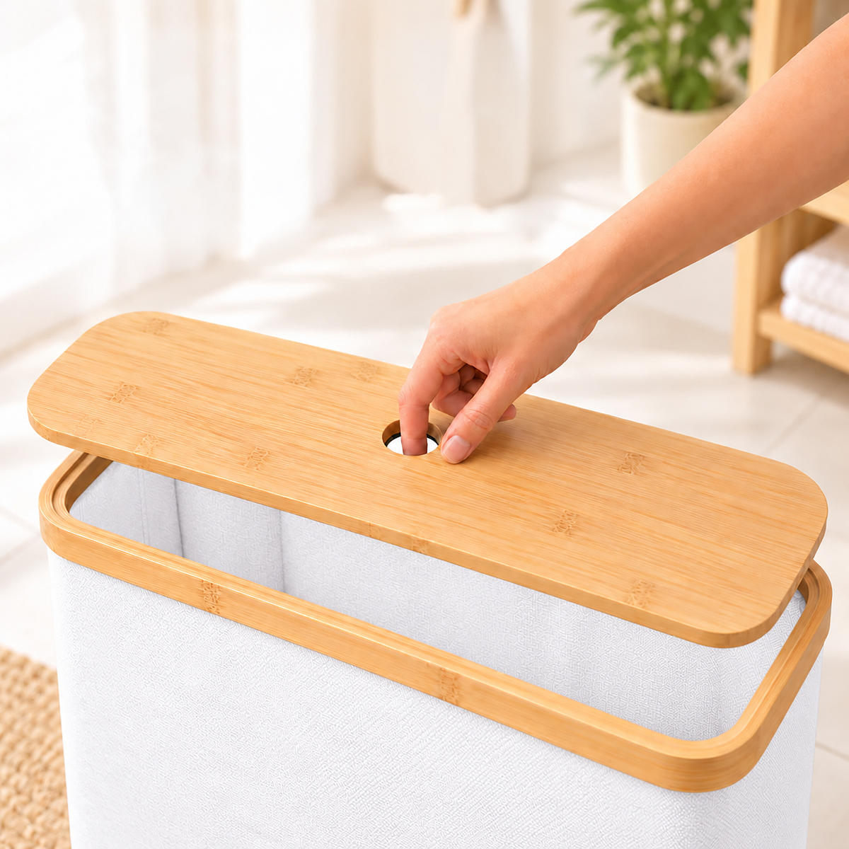 TOILETTENPAPIERBOX Weiß Bambus 12 Rollen - Weiß, Holz/Kunststoff (45/34.5/15cm) - Relaxdays