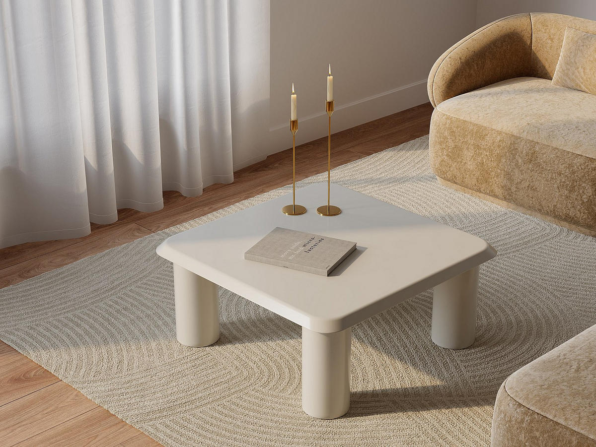 COUCHTISCH - 80 cm x 80 cm - Metall - Cremefarben - ZIDILA - Creme, Metall (80/80/34cm) - Vente-Unique