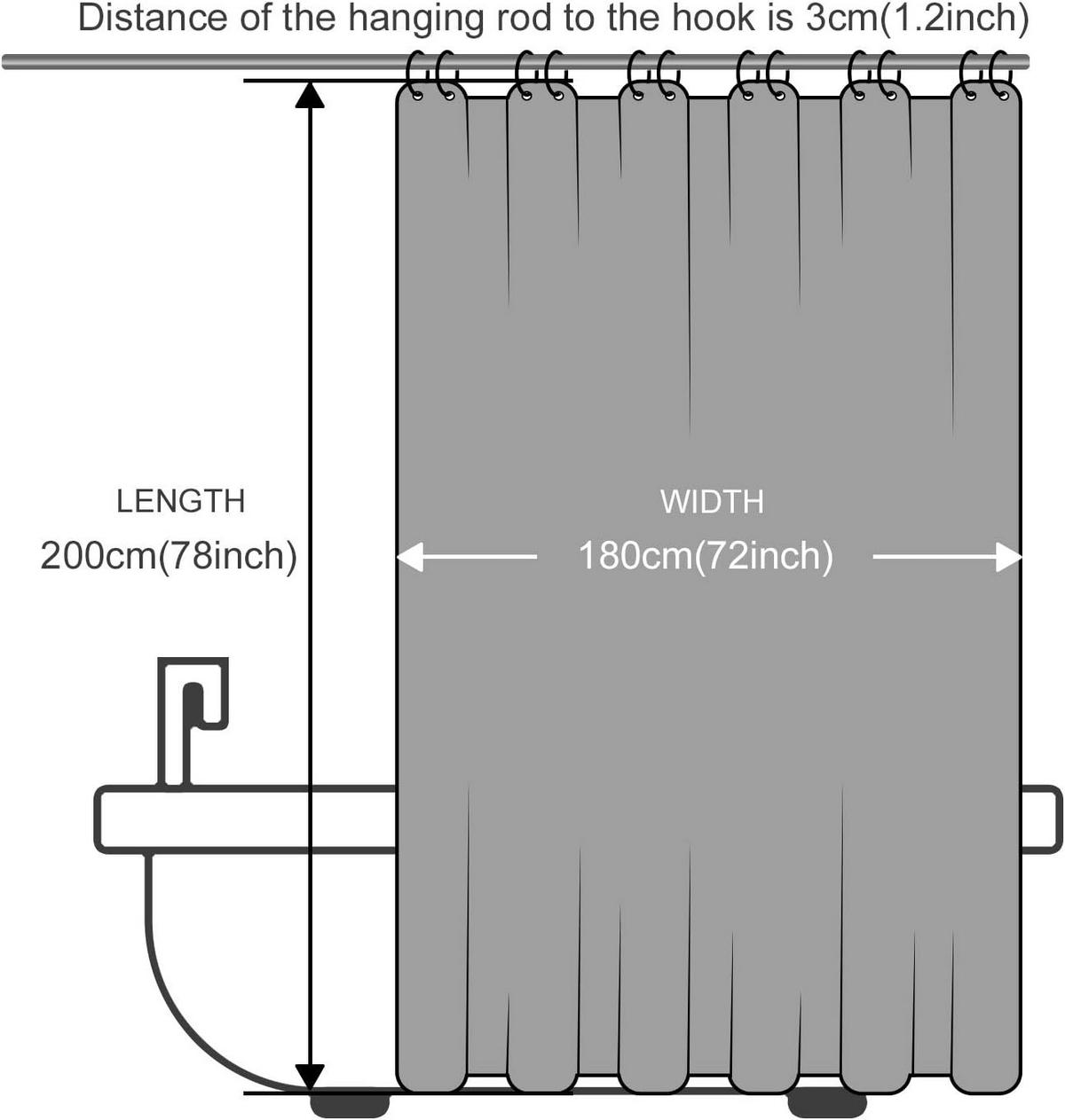 DUSCHVORHANG Polyester wasserdicht waschbar schimmelresistent mit Haken Beige - Beige, Kunststoff (180/200cm) - MCBOSON