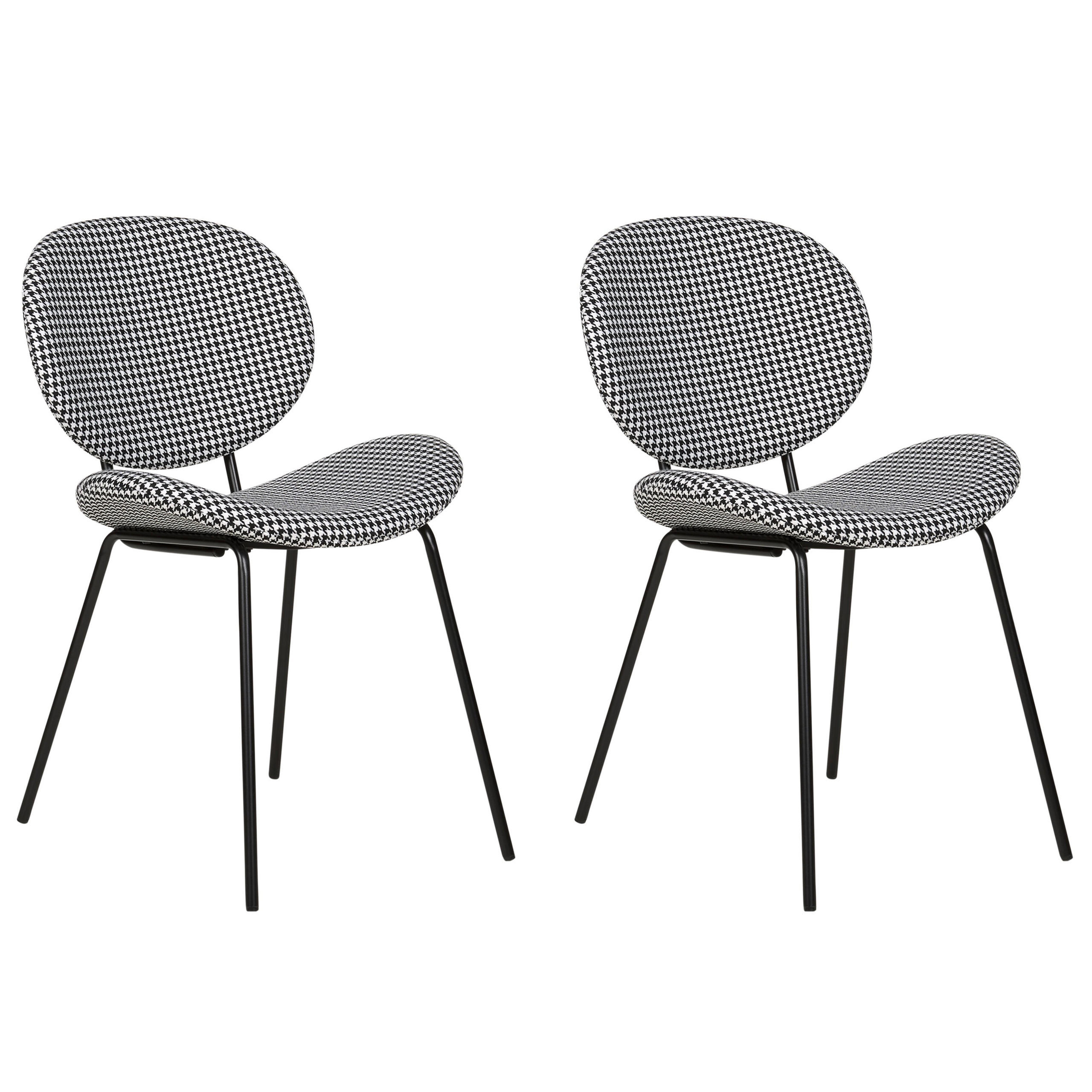ESSZIMMERSTUHL 2er-Set Hahnentrittmuster schwarz/weiß Luana - Schwarz/Weiß, Textil (50/80/52cm) - Beliani