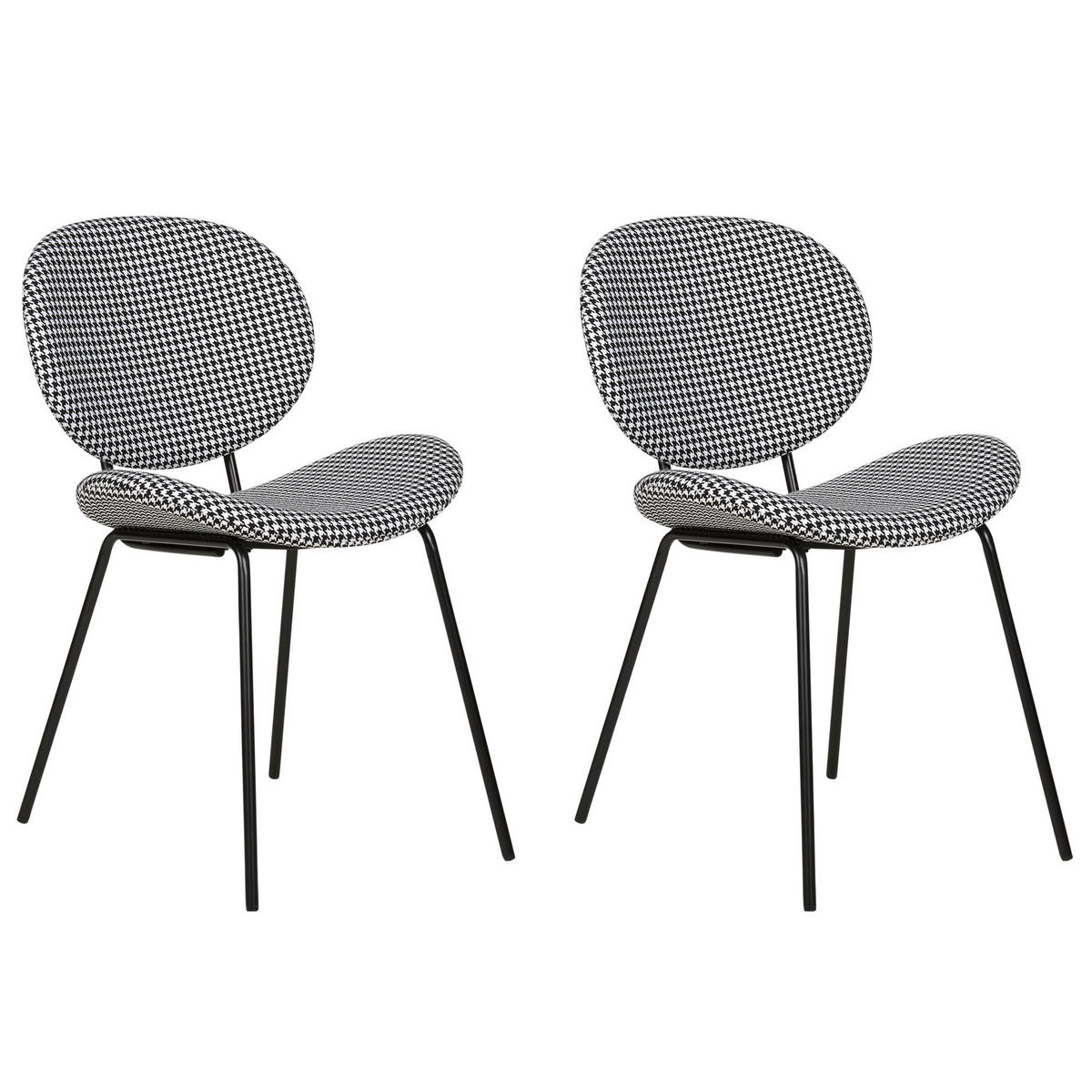 ESSZIMMERSTUHL 2er-Set Hahnentrittmuster schwarz/weiß Luana - Schwarz/Weiß, Textil (50/80/52cm) - Beliani