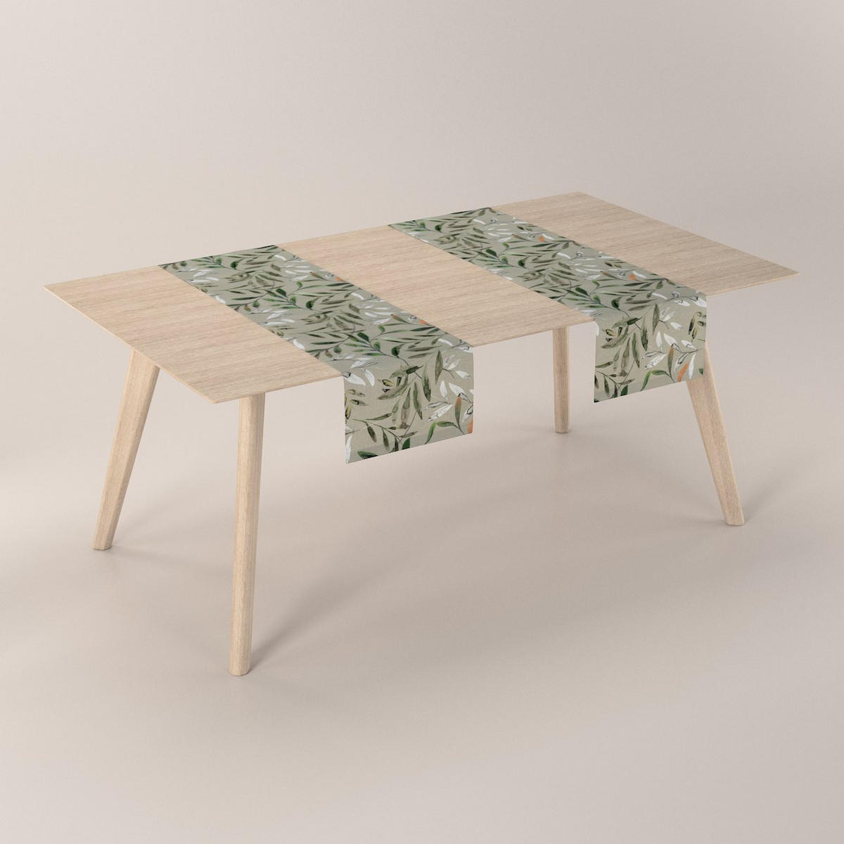 TISCHLÄUFER Eden, grau und grün, 40x130 cm - Grau, Textil (40/130cm) - Dekoria